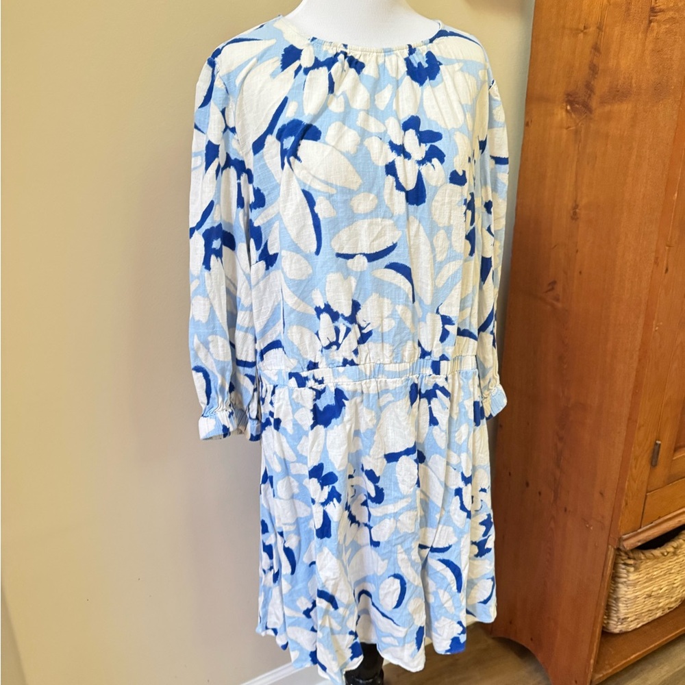 LOFT Blue and White Floral Dress
